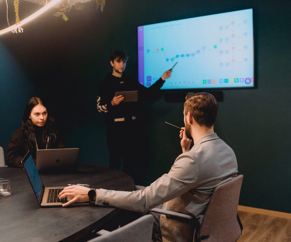 The Mantas Digital team working together in our office